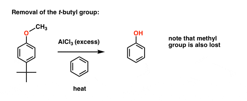 removal of para t butyl group using alcl3 and benzene
