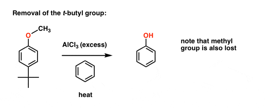 حذف گروه پارا تی بوتیل با استفاده از alcl3 و بنزن