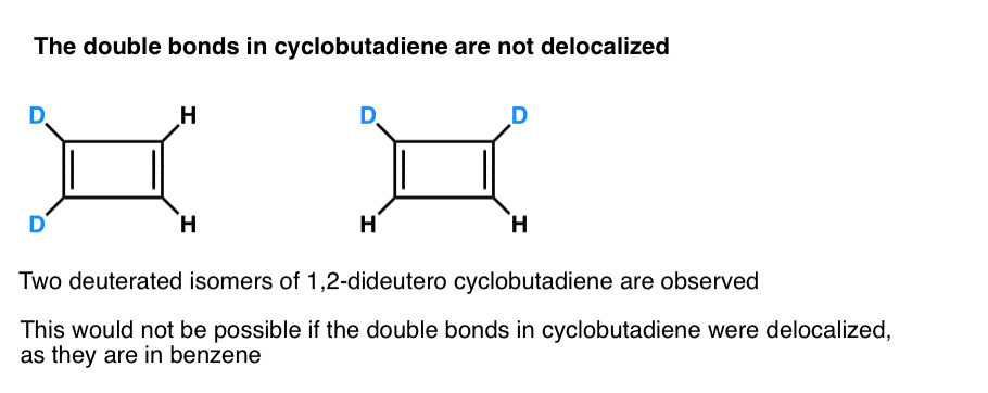 더블 채권에 cyclobutadiene 되지 않 delocalized 두 가지 중수 이성체 관