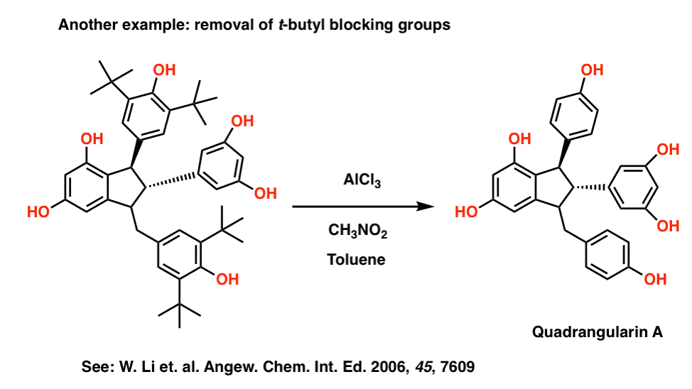 removal of t buytyl blocking groups in the synthesis of quadrangularin A