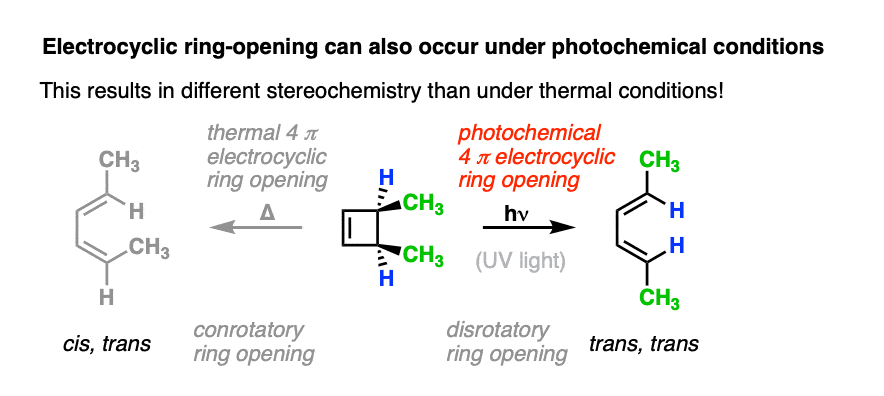 photochemical electrocyclic ring opening vs thermal