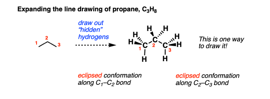 line-drawing-of-propane-with-expanded-drawing-showing-all-hydrogens-eclipsed