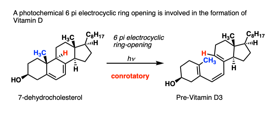 17- vitamin d3 formation from 6 pi electrocyclic ring opening photochemistry