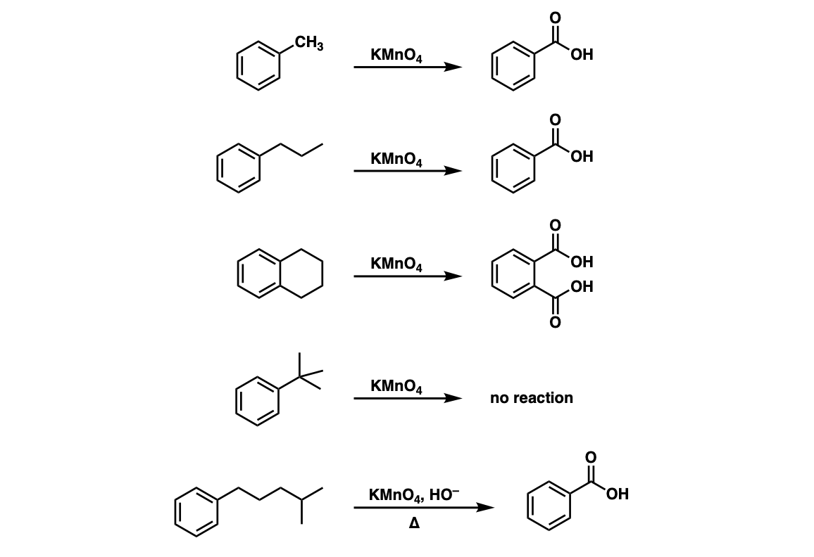 examples of kmno4 oxidation of benzylic carbons