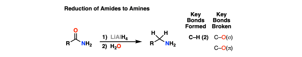 description of reduction of amides to give amines with lialh4