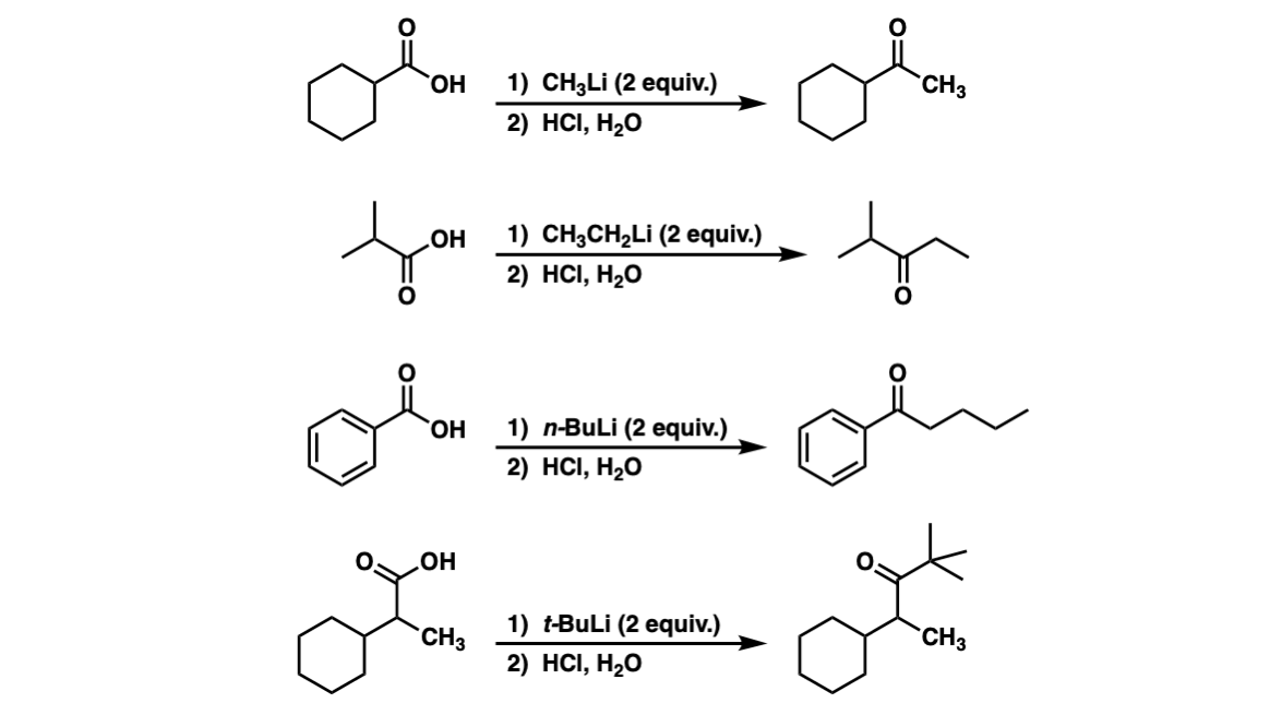 -examples of addition of organolithium reagents to carboxylic acids