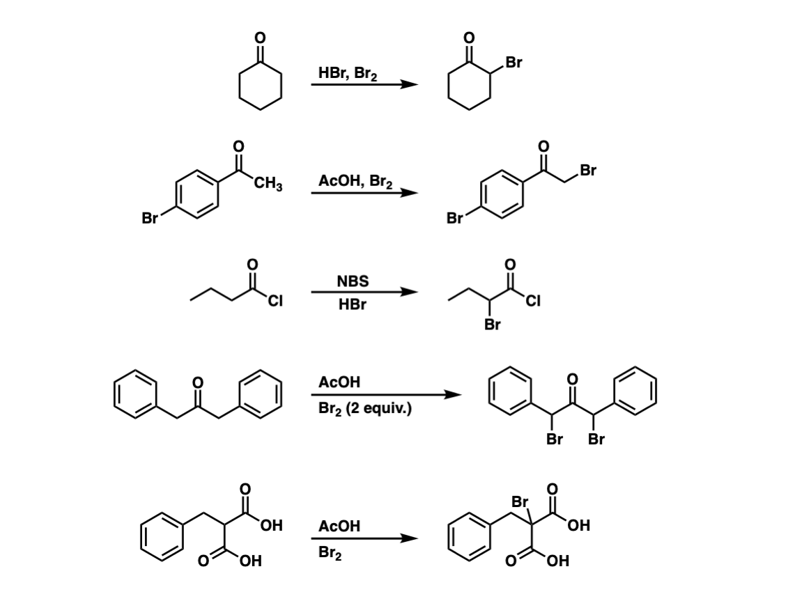 examples of alpha bromination of ketones with br2