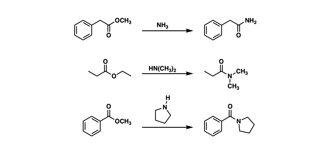 examples of formation of amides from ester.