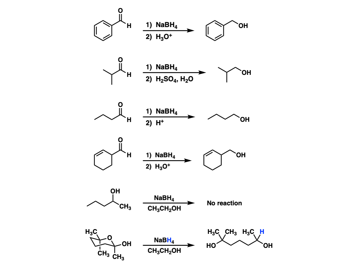 examples of reduction of aldehydes with nabh4