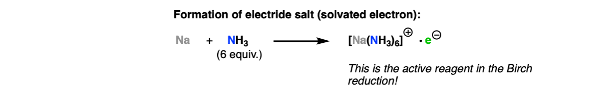formation of electride salt in the Birch