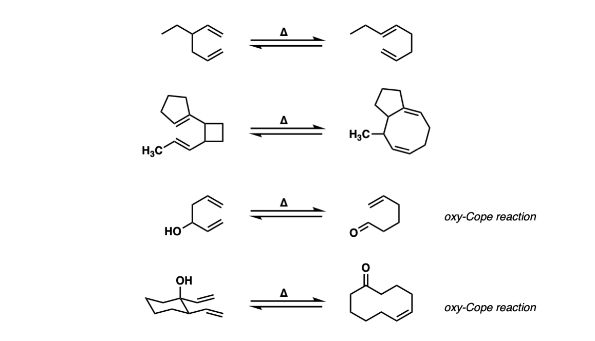 examples of cope rearrangement of 1 5 dienes including oxy cope