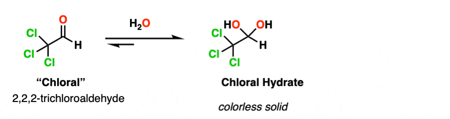 structure of chloral hydrate and formation from chloral