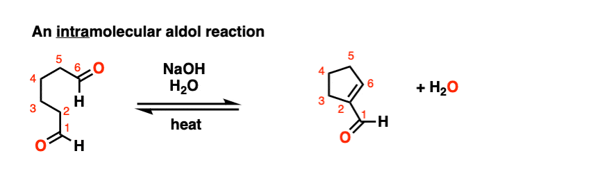 example of intramolecular aldol reaction of a dialdehyde to give a cyclic unsaturated aldehyde