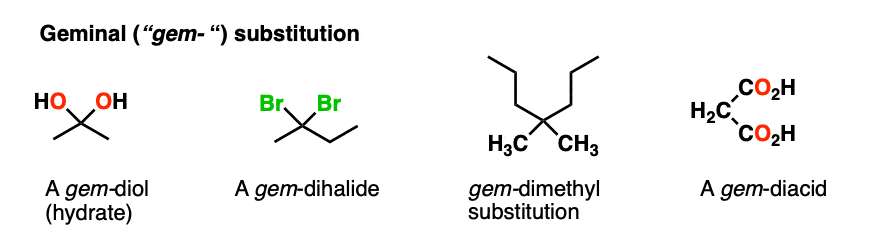 definition of geminal in organic chemistry