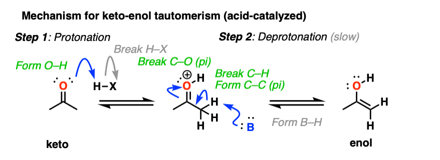 酸催化酮烯醇互变异构的机理