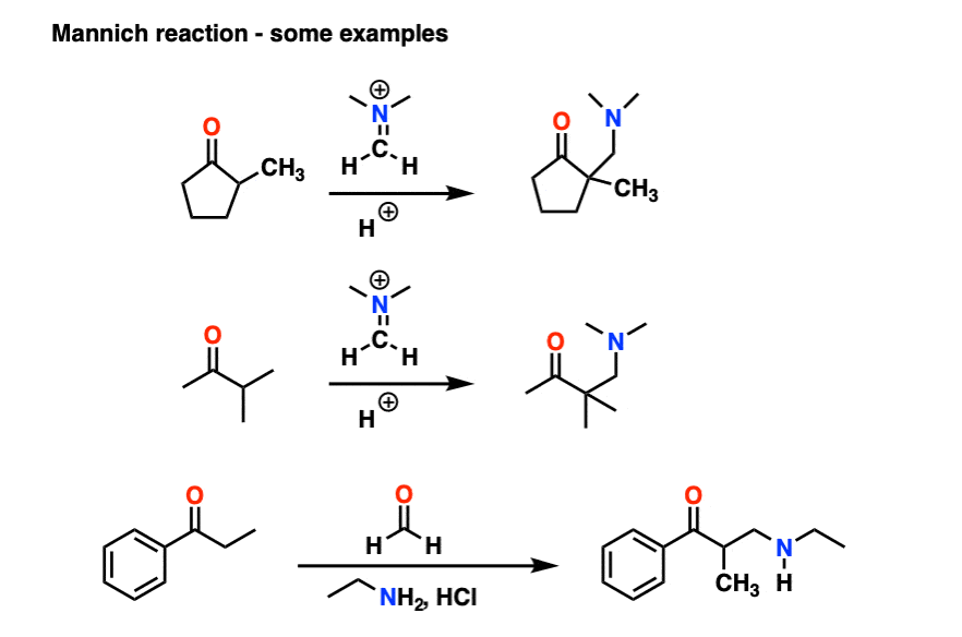 examples of the mannich reaction via enols and iminium ions