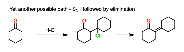 -Another path for elimination in acid catalyzed aldol is SN1 followed by elimination