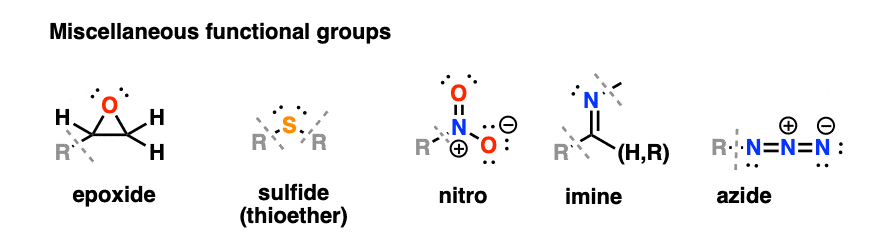 Miscellaneous functional groups - epoxide - imine - azide - nitro
