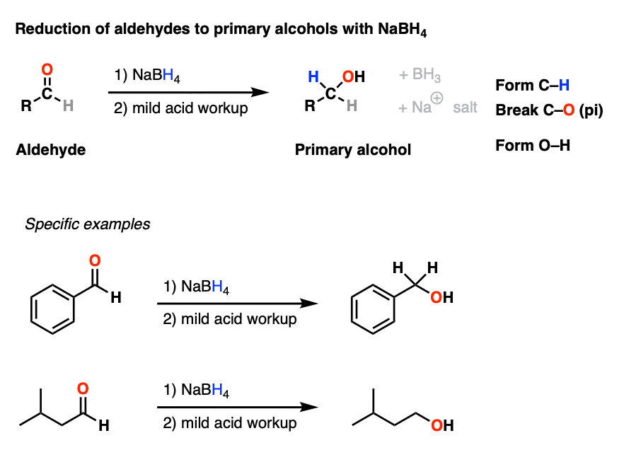 sodium borohydride nabh4 can be used for the reduction of aldehydes to primray alcohols