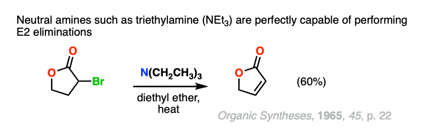 example of NEt3 as base for E2 elimination on secondary alkyl halides