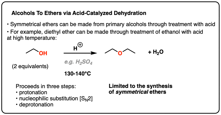 Alcohols To Ethers via Acid Catalysis – Master Organic Chemistry