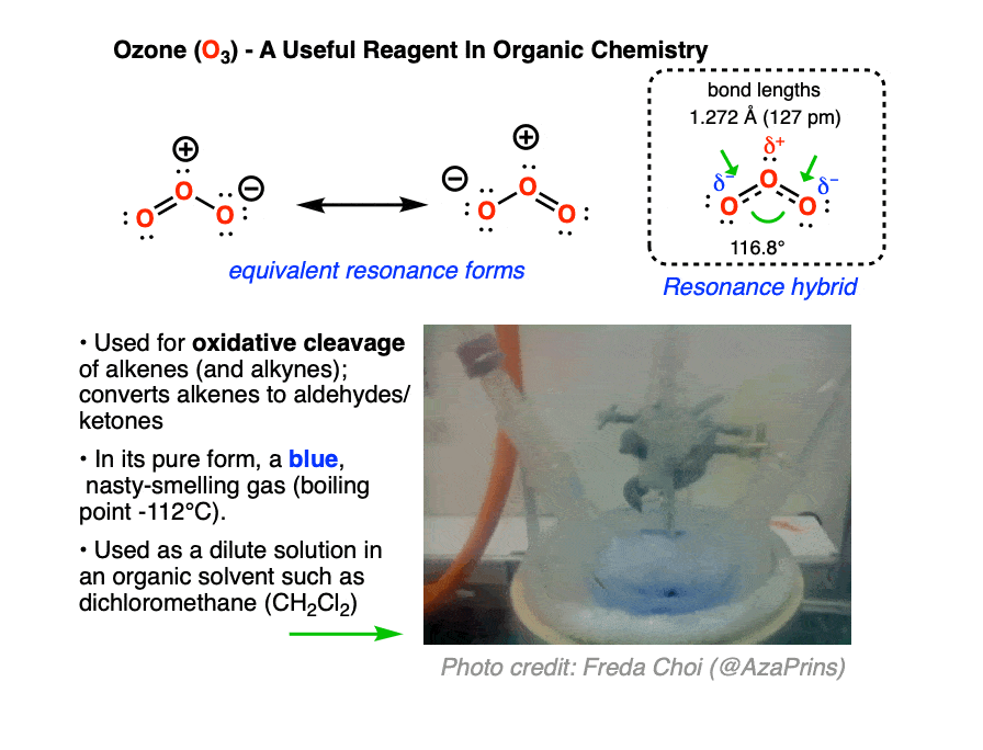 structure of ozone bond lengths and angles blue color reagent in organic chemistry