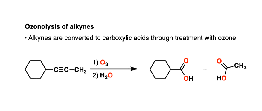 treatment of alkynes with ozone o3 results in carboxylic acids