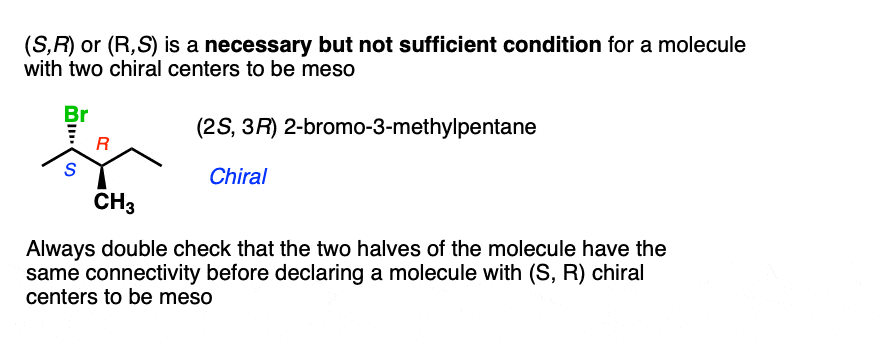 just because two chiral centers are R and S doesn't mean the molecule is meso