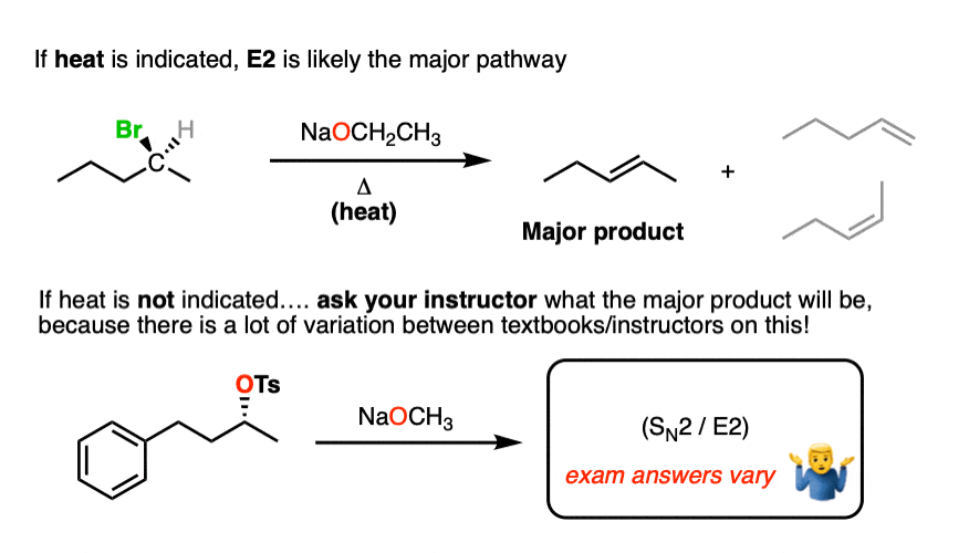 sn2 versus e2 on a secondary alkyl halide with strong base - ask instructor about sn2
