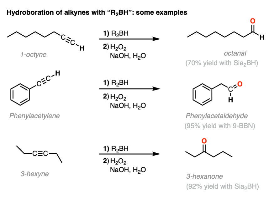 examples of hydroboration with dialkylboranes R2BH