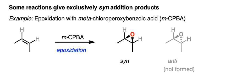 some reactions are selective for syn addition products