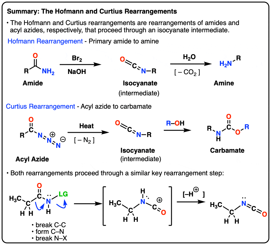 summary of the hoffman and curtius rearrangements intermediate isocyanate