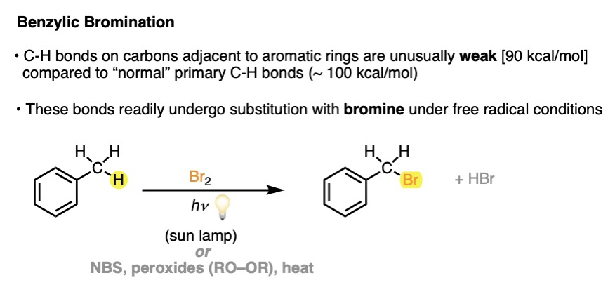 example of benzylic bromination toluene