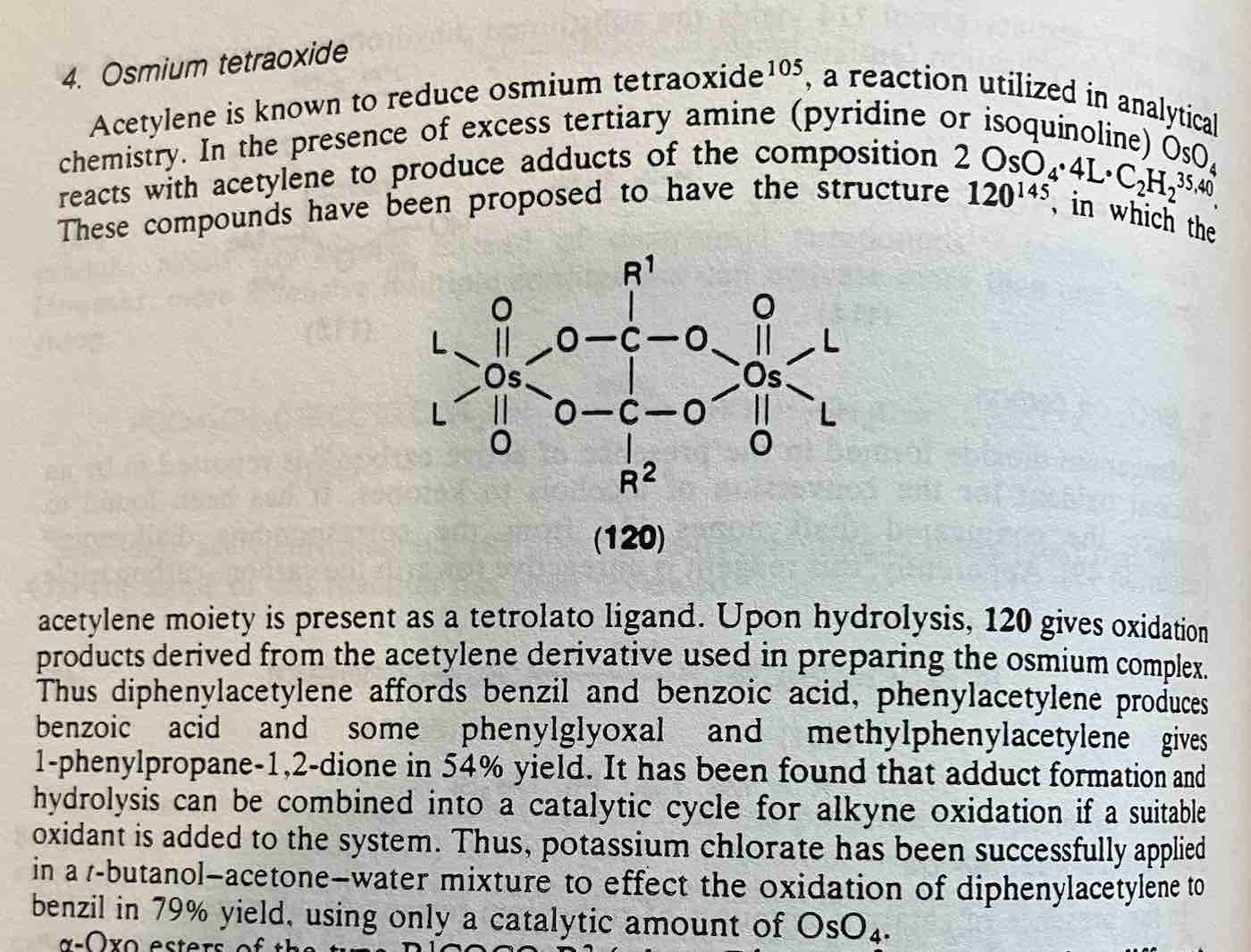 osmium tetraoxide oxidation of acetylene followed by oxidation gives diketones from patai