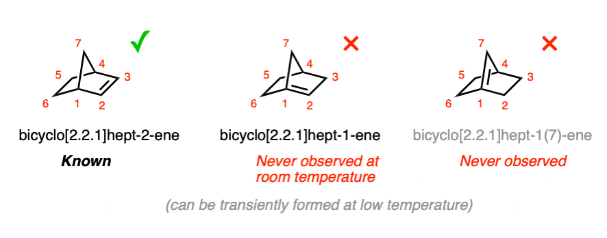 three different constitutional isomers of norbornene only one has ever been observed bicyclo 2 2 1 hept 2 ene