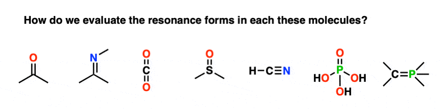 evaluate the resonance forms of these molecules acetone co2 dimethyl sulfoxide hcn ylide