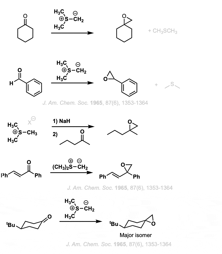 Examples of corey-chaykovsky reaction giving epoxides from aldehydes and ketones